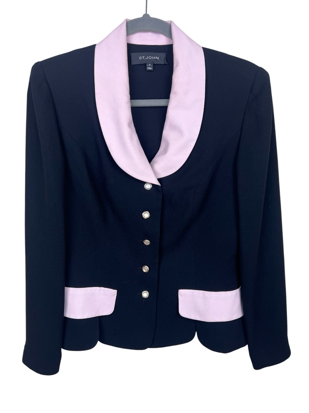 St. John Collection Black & Blush Pink Blazer – Size M